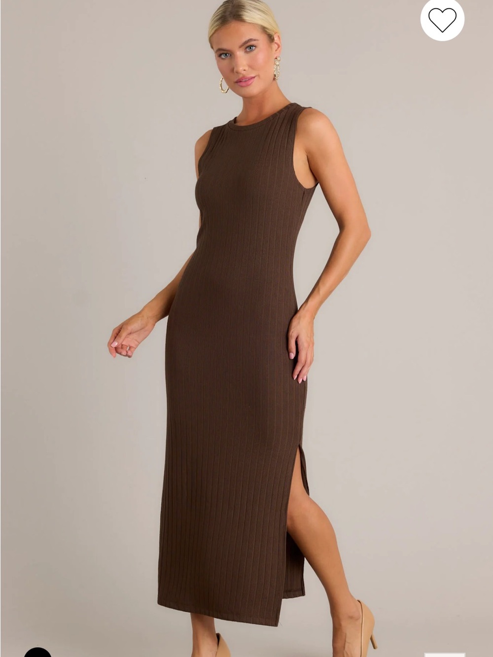 Z SUPPLY RAEWYN DARK CHOCOLATE RIB MIDI DRESS